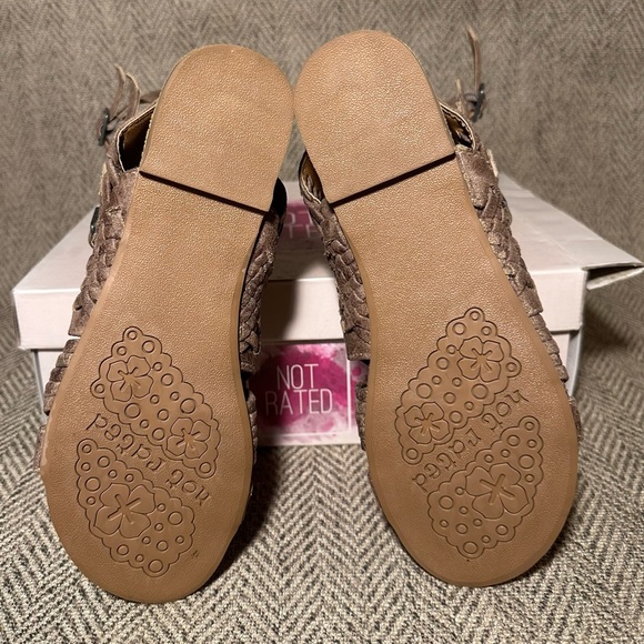 Timavo beige (grey-brown) tall gladiator sandals sz 6.5 Not Rated NWOT box incl - Picture 12 of 16